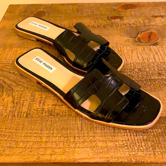 Steve Madden Hawthorne Sandal Black Croc